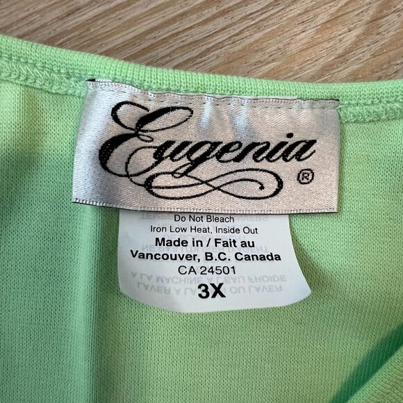 Eugenia 3XL Lime Mint Green Cotton Tank Top Vibrant V-Neck Plus size 95% Cotton - Picture 3 of 6